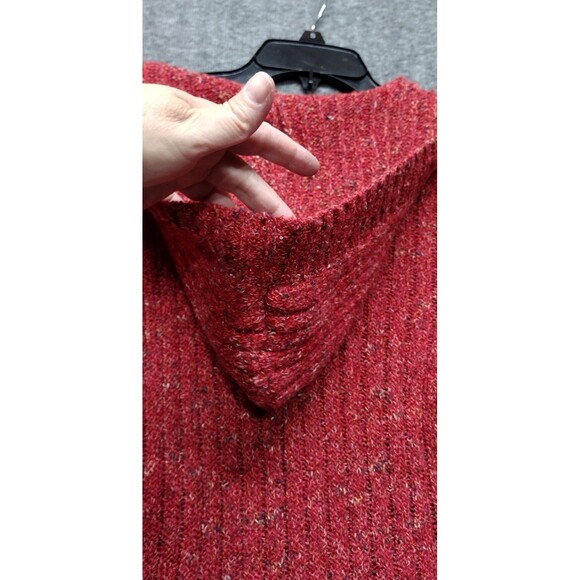 Cato Womens Small Sweater Hoodie Red Kamgaroo Pocket Long Sleeve Ribbed Pullover - Picture 9 of 11